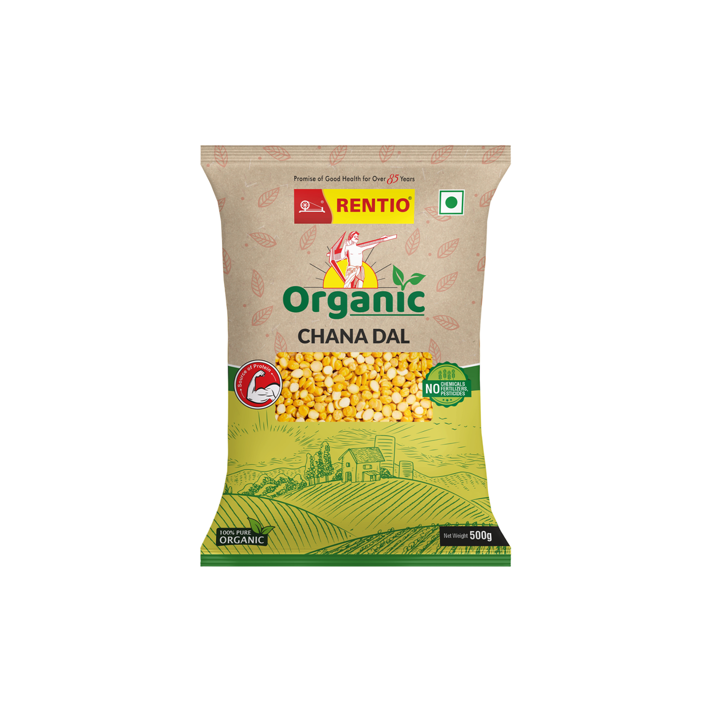 Rentio Organic Chana Dal - Pack of 2 (500gms x 2)