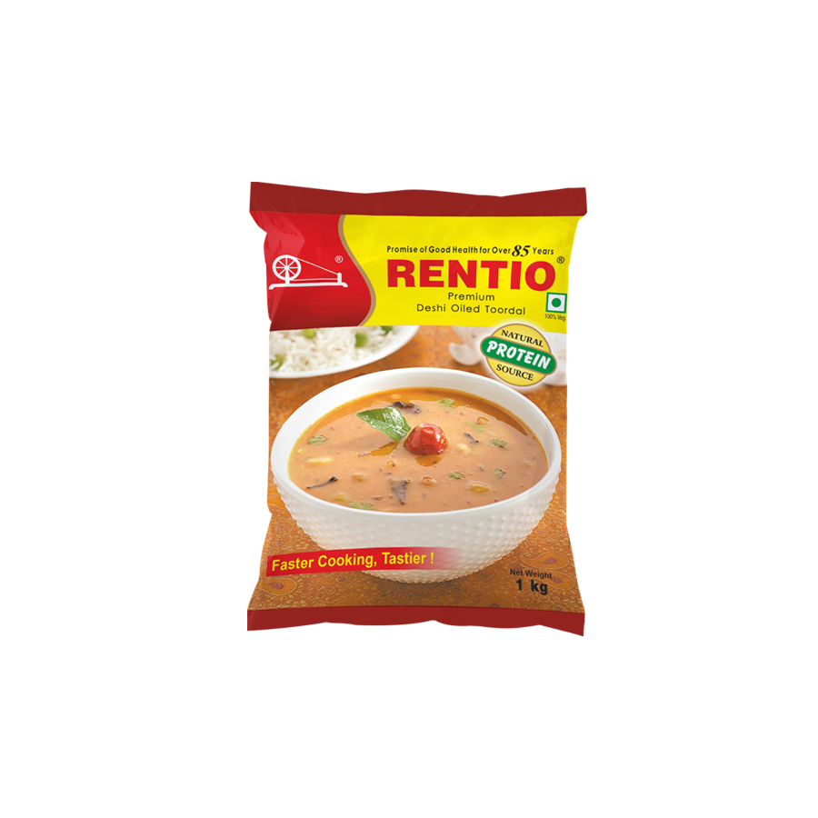 RENTIO Premium Desi Oiled Toor Dal - 1kg x 2 | 2kg | 5kg | 10kg