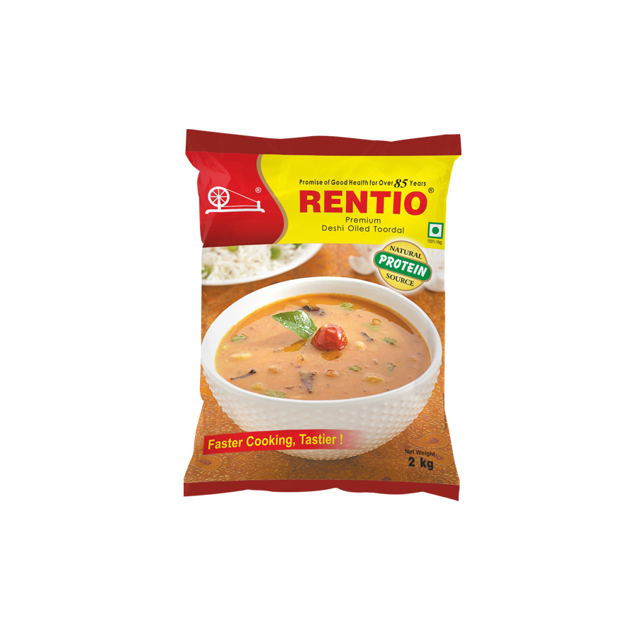 RENTIO Premium Desi Oiled Toor Dal - 1kg x 2 | 2kg | 5kg | 10kg