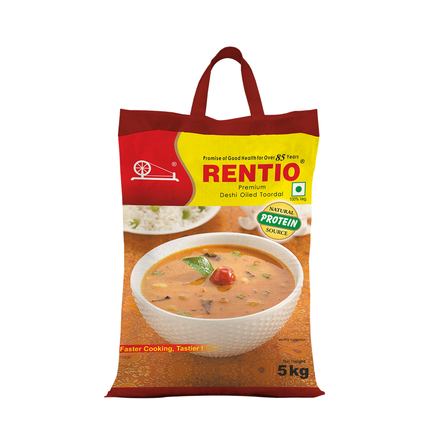 RENTIO Premium Desi Oiled Toor Dal - 1kg x 2 | 2kg | 5kg | 10kg