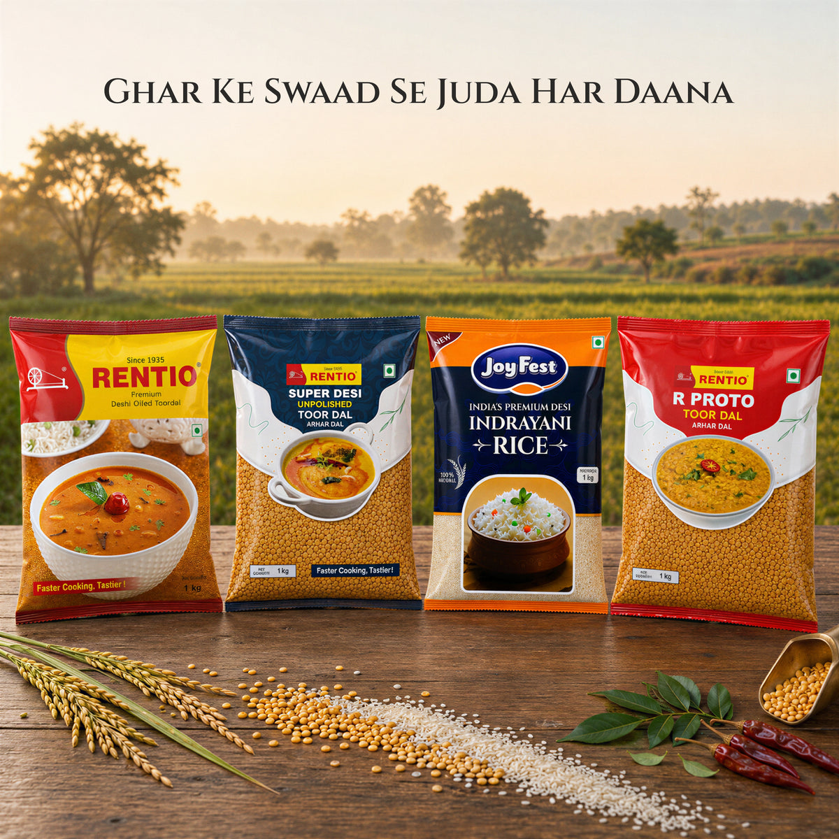RENTIO R Proto Toor/Arhar Dal - 1kg x 2 | 5kg