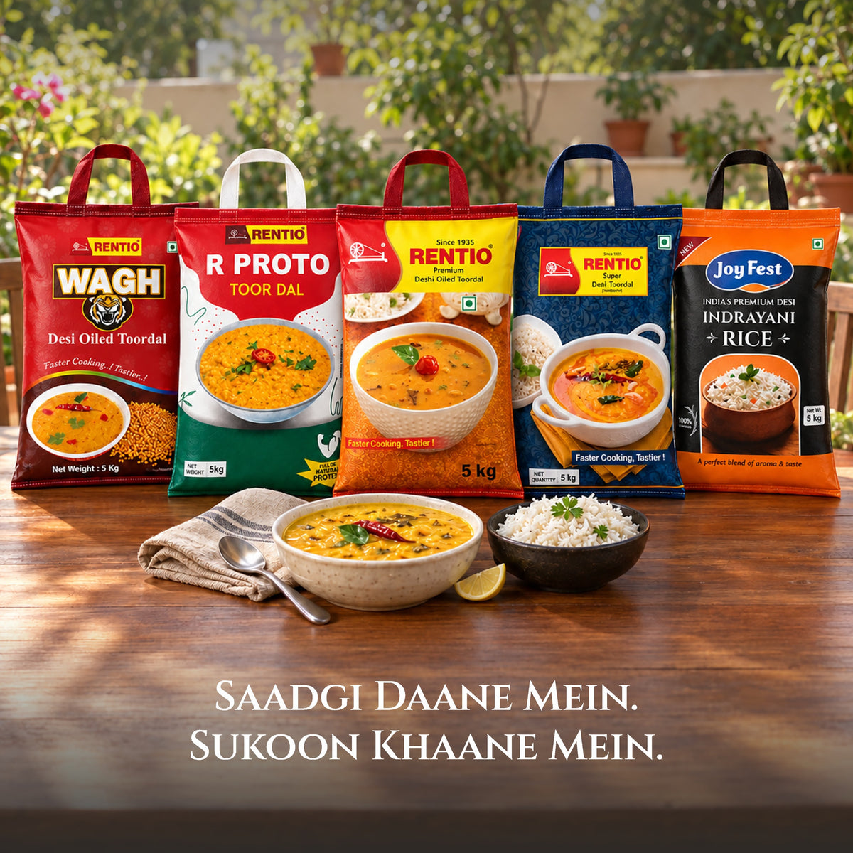 RENTIO R Proto Toor/Arhar Dal - 1kg x 2 | 5kg