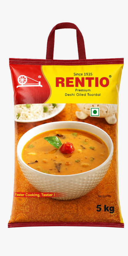 RENTIO Premium Desi Oiled Toor Dal - 1kg x 2 | 2kg | 5kg | 10kg
