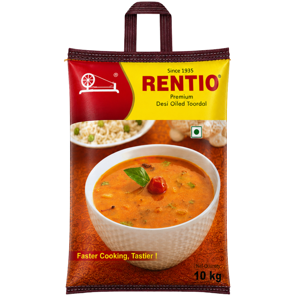 RENTIO Premium Desi Oiled Toor Dal - 1kg x 2 | 2kg | 5kg | 10kg