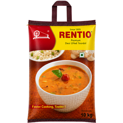 RENTIO Premium Desi Oiled Toor Dal - 1kg x 2 | 2kg | 5kg | 10kg