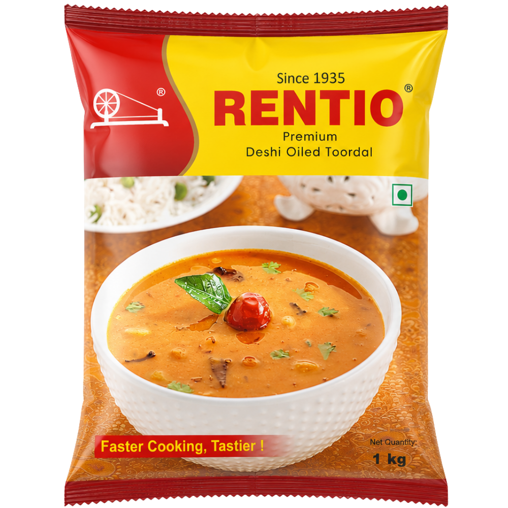 RENTIO Premium Desi Oiled Toor Dal - 1kg x 2 | 2kg | 5kg | 10kg
