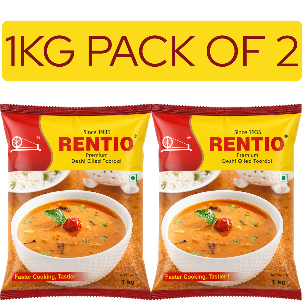 RENTIO Premium Desi Oiled Toor Dal - 1kg x 2 | 2kg | 5kg | 10kg