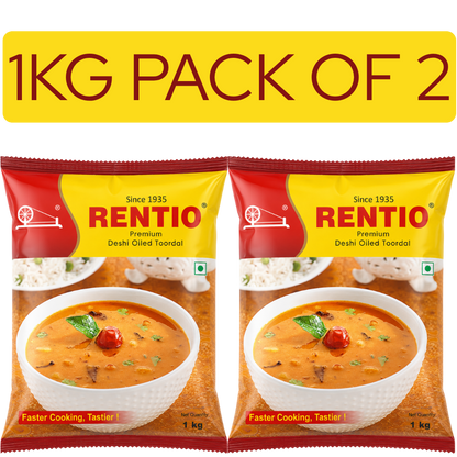 RENTIO Premium Desi Oiled Toor Dal - 1kg x 2 | 2kg | 5kg | 10kg