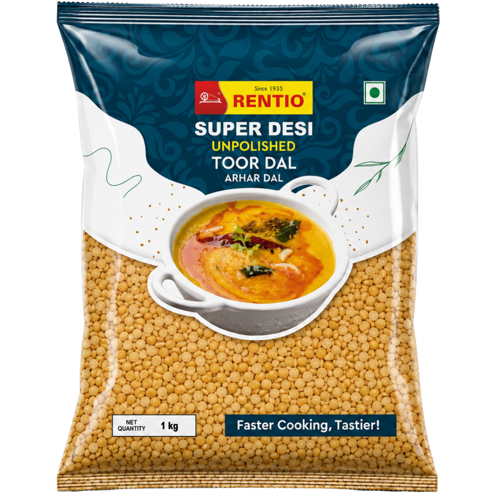 RENTIO Super Desi Toor Dal (Non-Oiled) - 1kg x 2 | 5kg