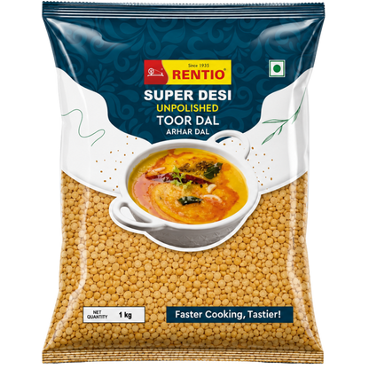 RENTIO Super Desi Toor Dal (Non-Oiled) - 1kg x 2 | 5kg