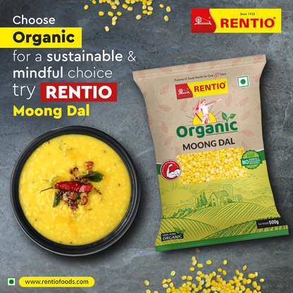 RENTIO Organic Toor dal (500g) + Organic Chana dal (500g) + Orgainc Moong dal (500g) + Organic Whole Moong (500g)