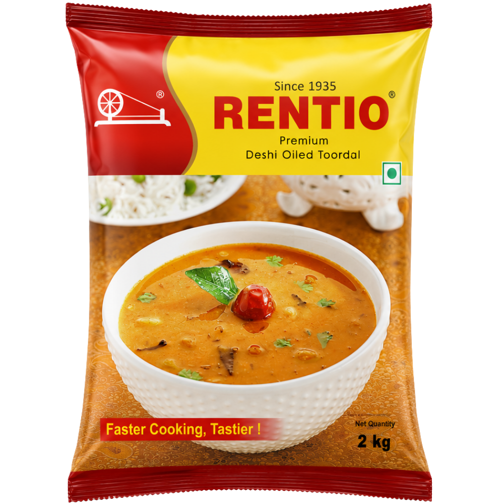 RENTIO Premium Desi Oiled Toor Dal - 1kg x 2 | 2kg | 5kg | 10kg