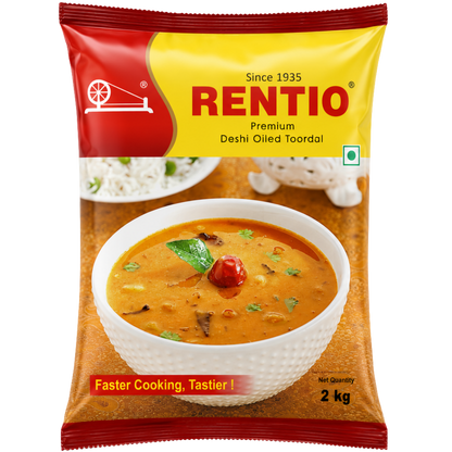 RENTIO Premium Desi Oiled Toor Dal - 1kg x 2 | 2kg | 5kg | 10kg