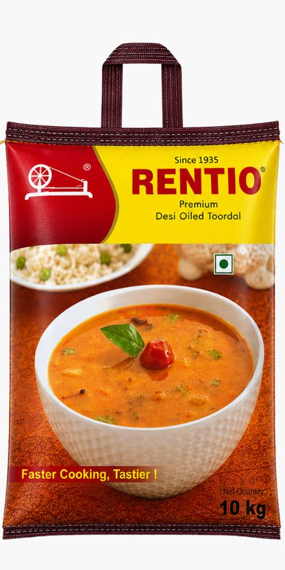 RENTIO Premium Desi Oiled Toor Dal - 1kg x 2 | 2kg | 5kg | 10kg