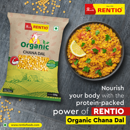 RENTIO Organic Toor dal (500g) + Organic Chana dal (500g) + Orgainc Moong dal (500g) + Organic Whole Moong (500g)