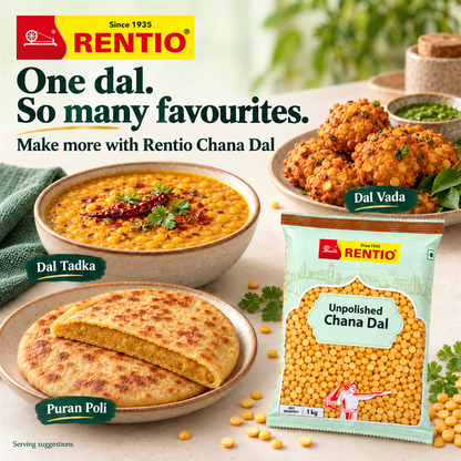 Rentio Chana Dal 2kg Unpolished (1kg 2 Packs)