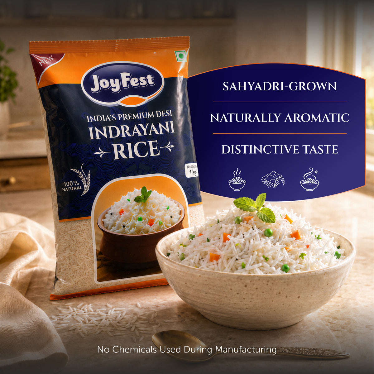 Rentio Joyfest Premium Indrayani Rice - 1kg x 2 | 5kg