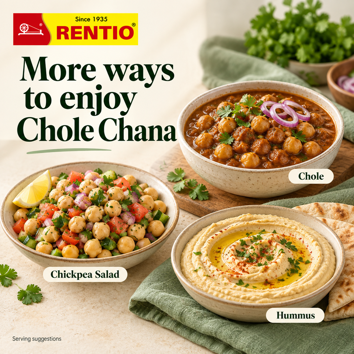 Rentio Kabuli Chana 2kg Unpolished (1kg 2 Packs)