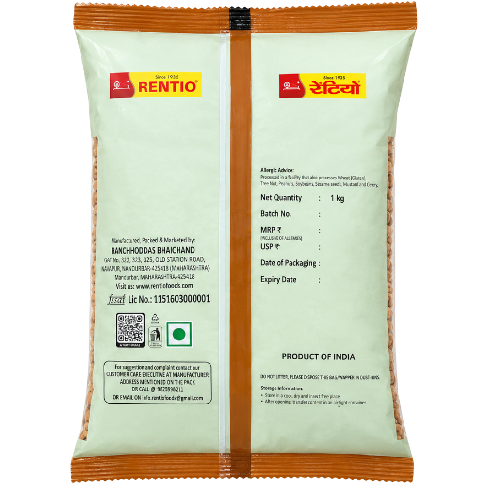 Rentio Desi/Kala Chana 2kg Unpolished (1kg 2 Packs)