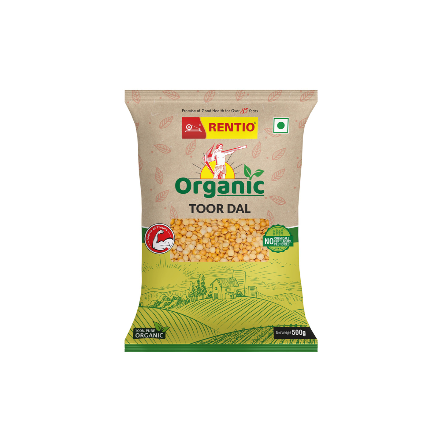 Rentio Organic Toor Dal - Pack of 2 (500gms x 2)