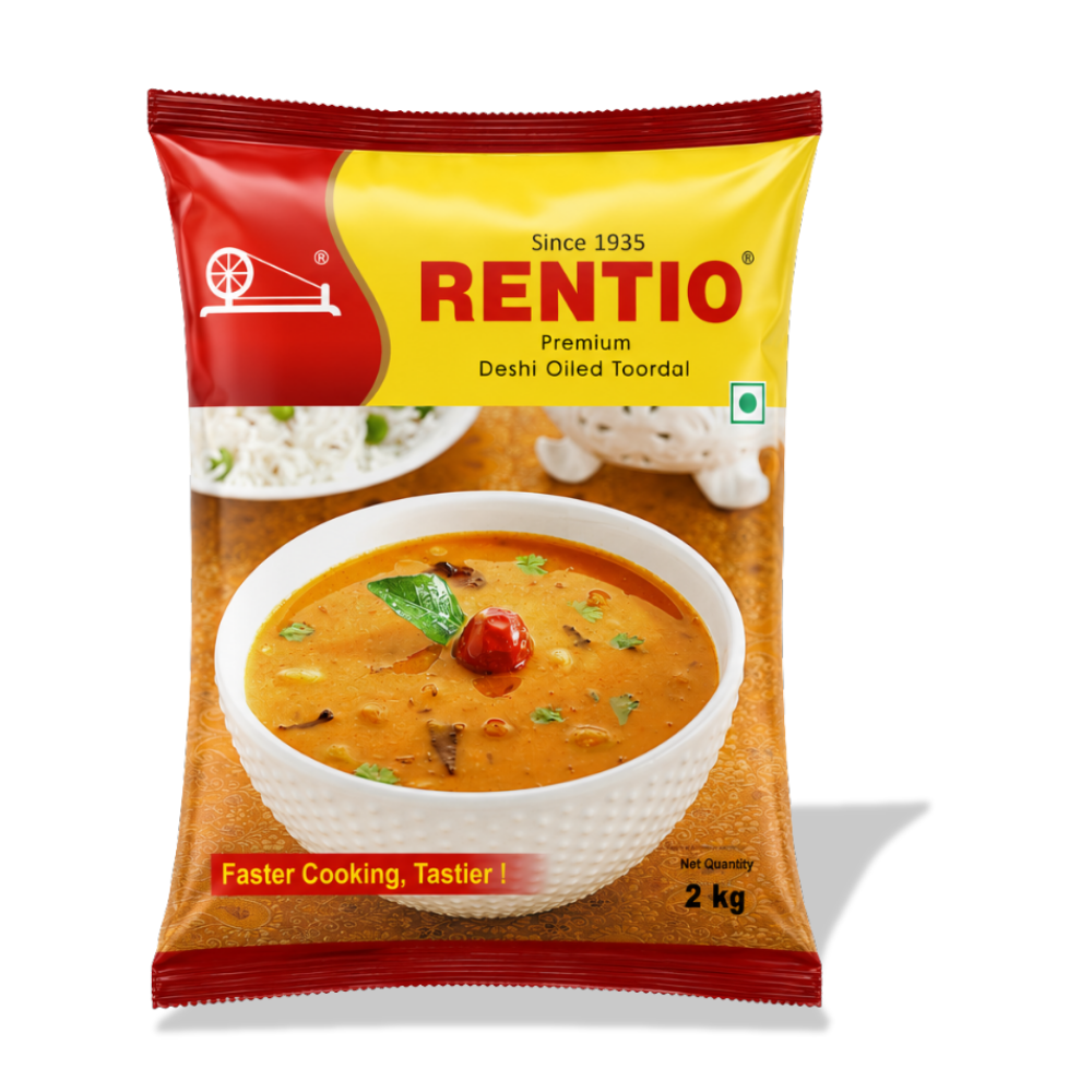 RENTIO Premium Desi Oiled Toor Dal - 1kg x 2 | 2kg | 5kg | 10kg