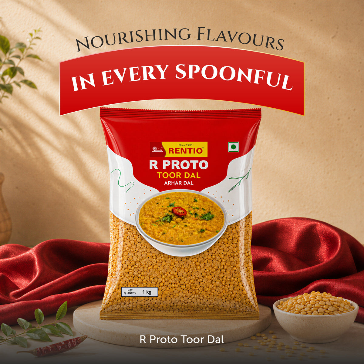 RENTIO R Proto Toor/Arhar Dal - 1kg x 2 | 5kg