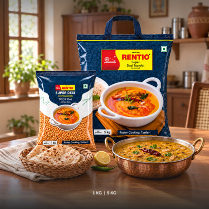 RENTIO Super Desi Toor Dal (Non-Oiled) - 1kg x 2 | 5kg