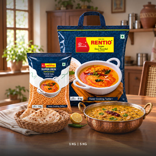 RENTIO Super Desi Toor Dal (Non-Oiled) - 1kg x 2 | 5kg