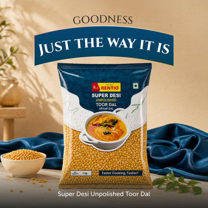 RENTIO Super Desi Toor Dal (Non-Oiled) - 1kg x 2 | 5kg