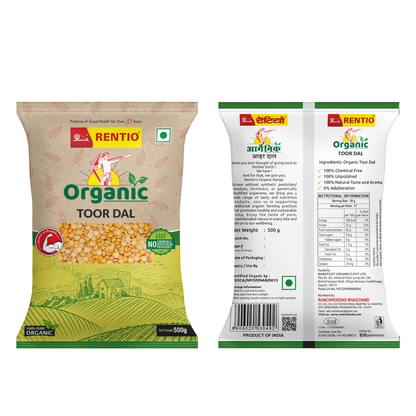 RENTIO Organic Toor dal (500g) + Organic Chana dal (500g) + Orgainc Moong dal (500g) + Organic Whole Moong (500g)