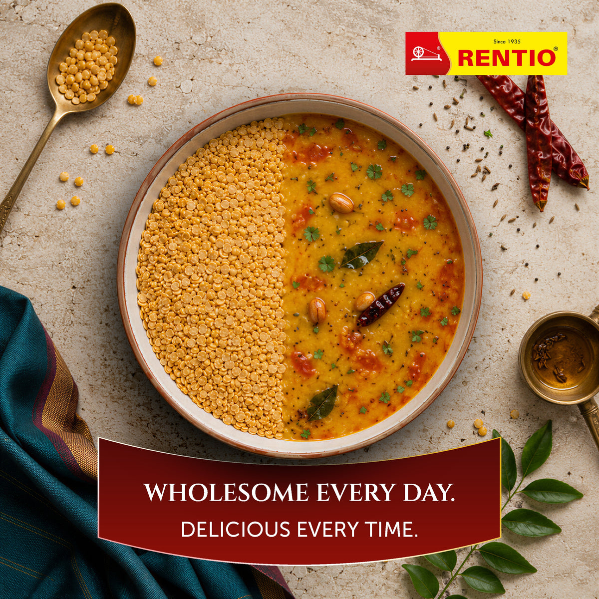 RENTIO Wagh Oiled Toor Dal - 5kg