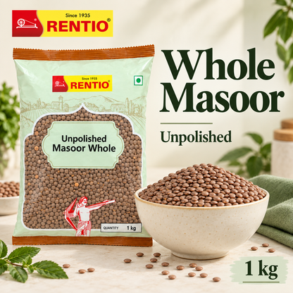 Rentio Whole Masoor 2kg Unpolished (1kg 2 Packs)