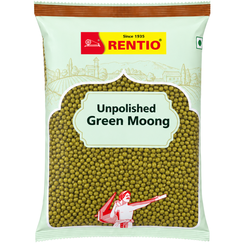 Rentio Whole Moong 2kg Unpolished (1kg 2 Packs)