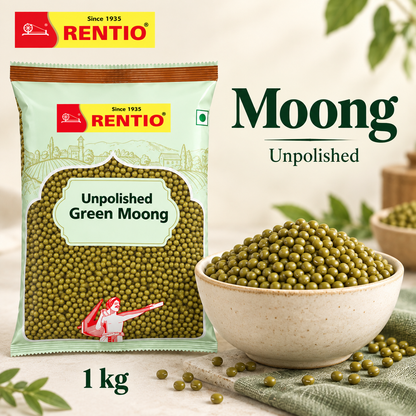 Rentio Whole Moong 2kg Unpolished (1kg 2 Packs)