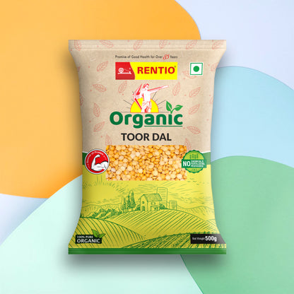 RENTIO Organic Toor Dal 1kg - Pack of 2 (500gms each)